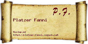 Platzer Fanni névjegykártya